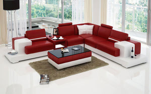 Shahzaib Leather Sectional with Console