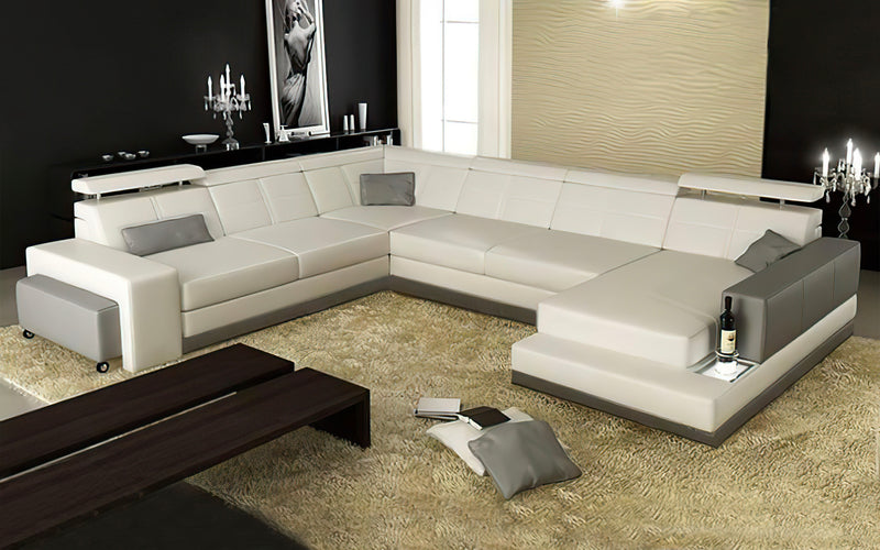 Carsa Modern Leather Sectional with Chaise – Jubilee Furniture