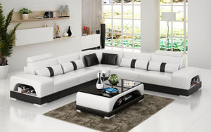 Donny Leather Sectional with Storage