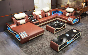 Bigelow Leather Sectional with USB Charger