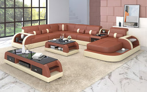 Piliu Modern U Shape Leather Sectional