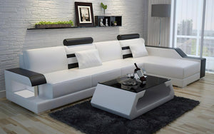Norba Small Modern Leather Sectional with Chaise