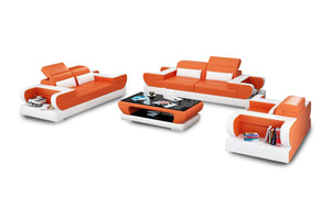 Ezrael Modern Leather Sofa Set
