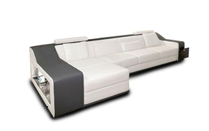 Sokol Mini Modern Leather Sectional with Chaise