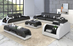 Woofy Leather Sofa Set With Side Storage