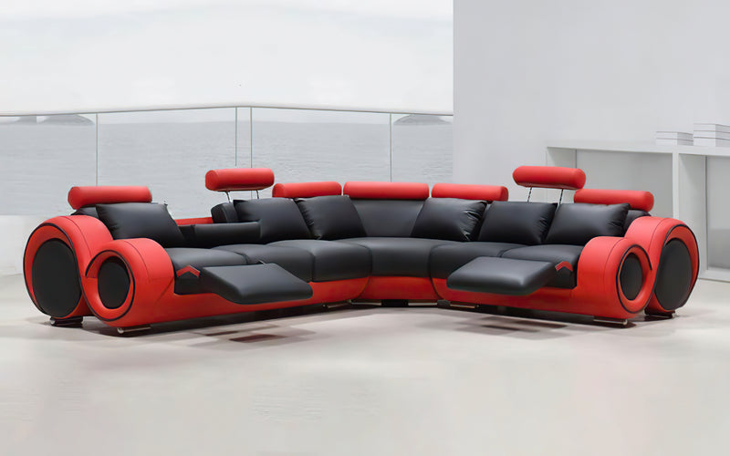 Bouie Leather Reclining Sectional With Adjustable HeadrestJubilee
