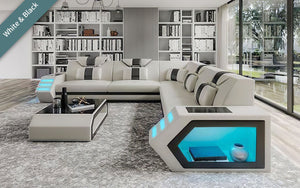 Mcmanu Modern Leather Sectional with LED Light