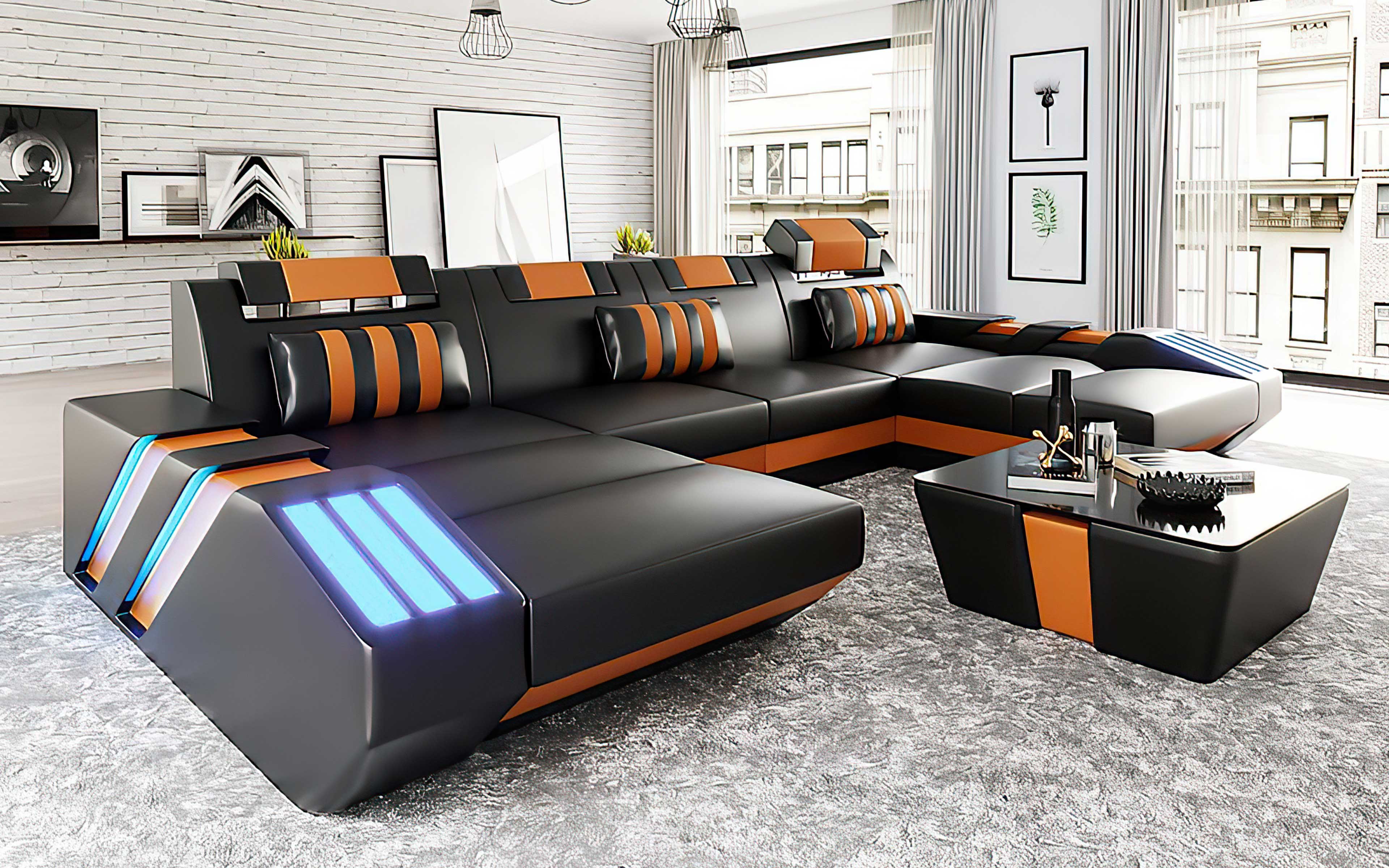 Cosmo Double Chaise U-Shape LED Sectional - Ultimate Lounge Sofa