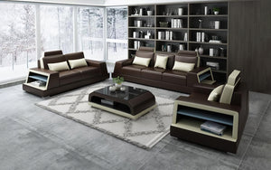 Civia Leather Sofa Set with Side Storage