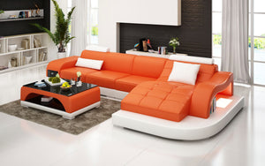 Occasional Small Leather Sectional with Adjustable Headrest