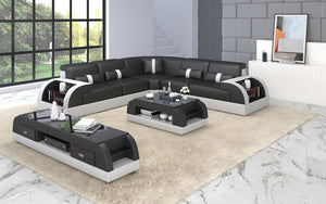 Piliu Leather Corner Sectional with Side Storage