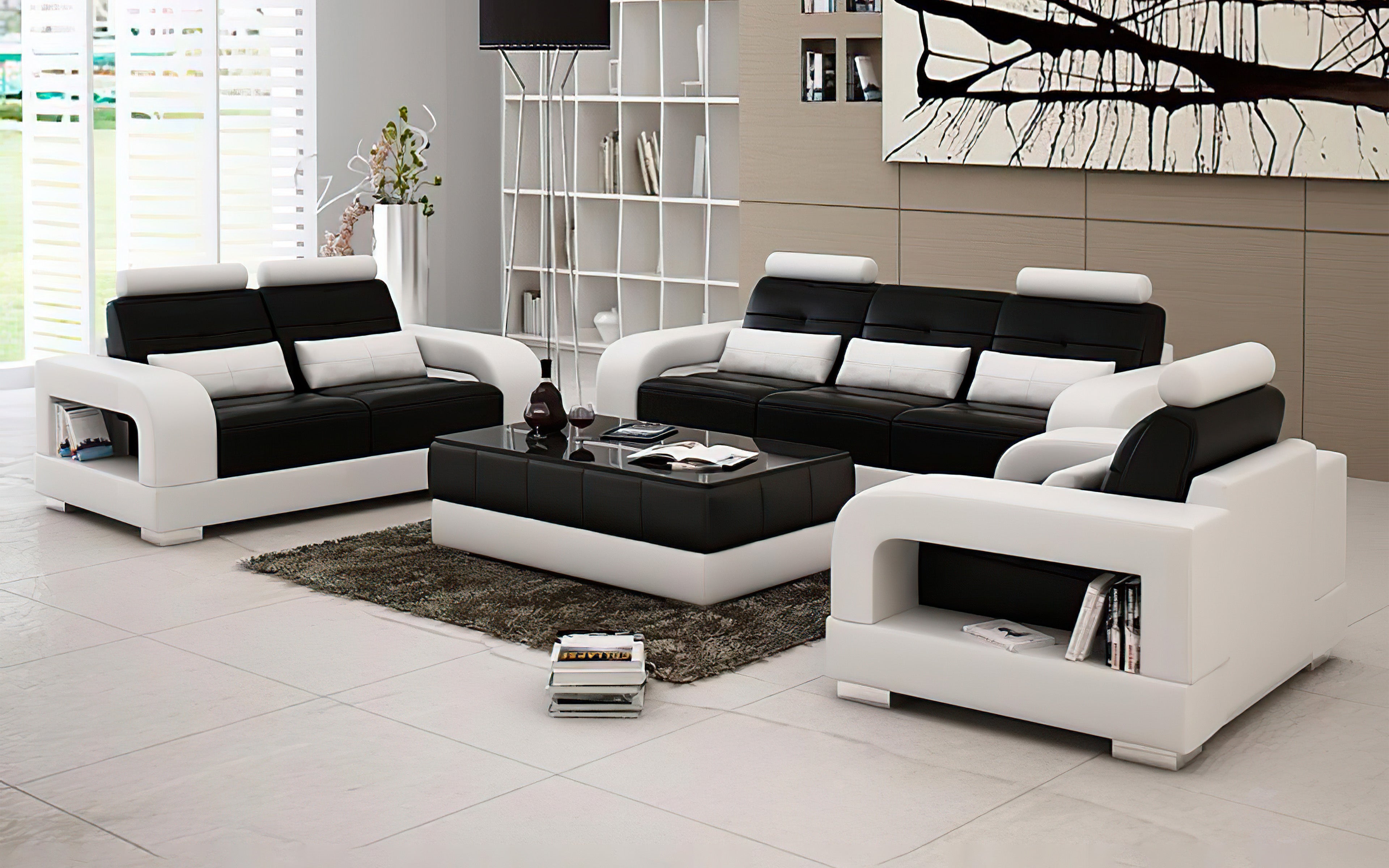Ulubray Modern Leather Sofa Set