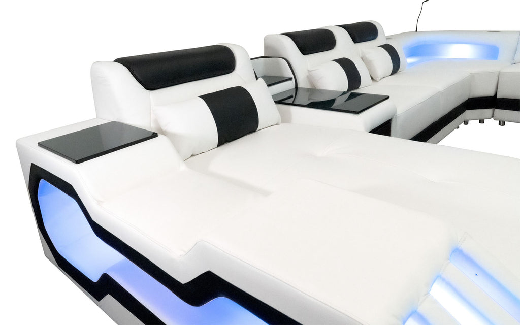 Omont Compact Sectional with LED Lights & Chaise | Small Space Solution