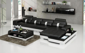 Kendrick Leather Sectional with Adjustable Headrest