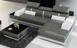 Mesa Mini Modern Leather Sectional with Chaise