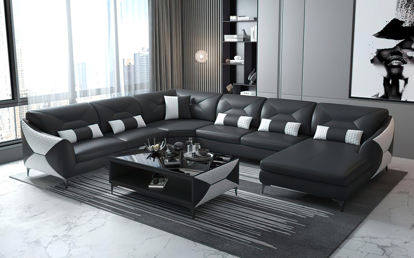 Bysic Modern Leather Sectional