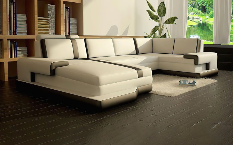 Modern Pawnee Leather Sectional U Shape-Chaise Lounge|Jubilee Modern ...