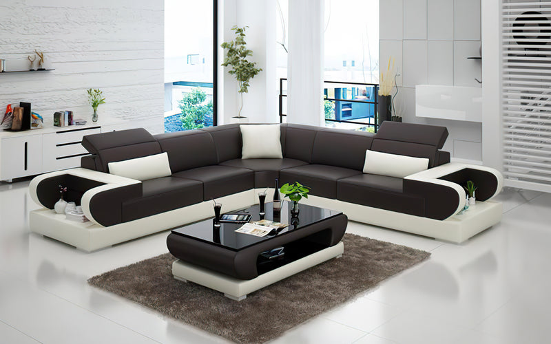 Ezrael Modern Leather Sectional – Jubilee Furniture