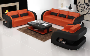 Hennessey Modern Leather Sofa Set