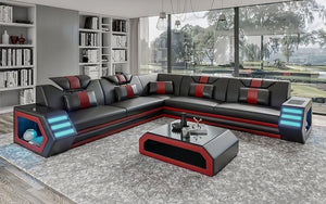 Mcmanu Modern Leather Sectional with LED Light
