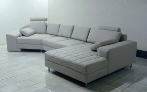 Lyric Small Leather Sectional with Tufted Chaise