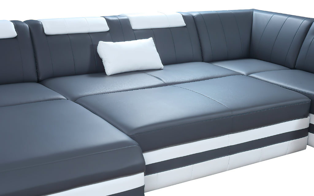 Comet Modern Leather Sectional with LED Light