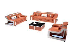 Lisa Leather Sofa Set with LED Light