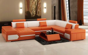 Lanz Modern Leather Sectional with Chaise