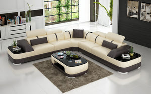 Niemi Leather Corner Sectional with Cup Holders