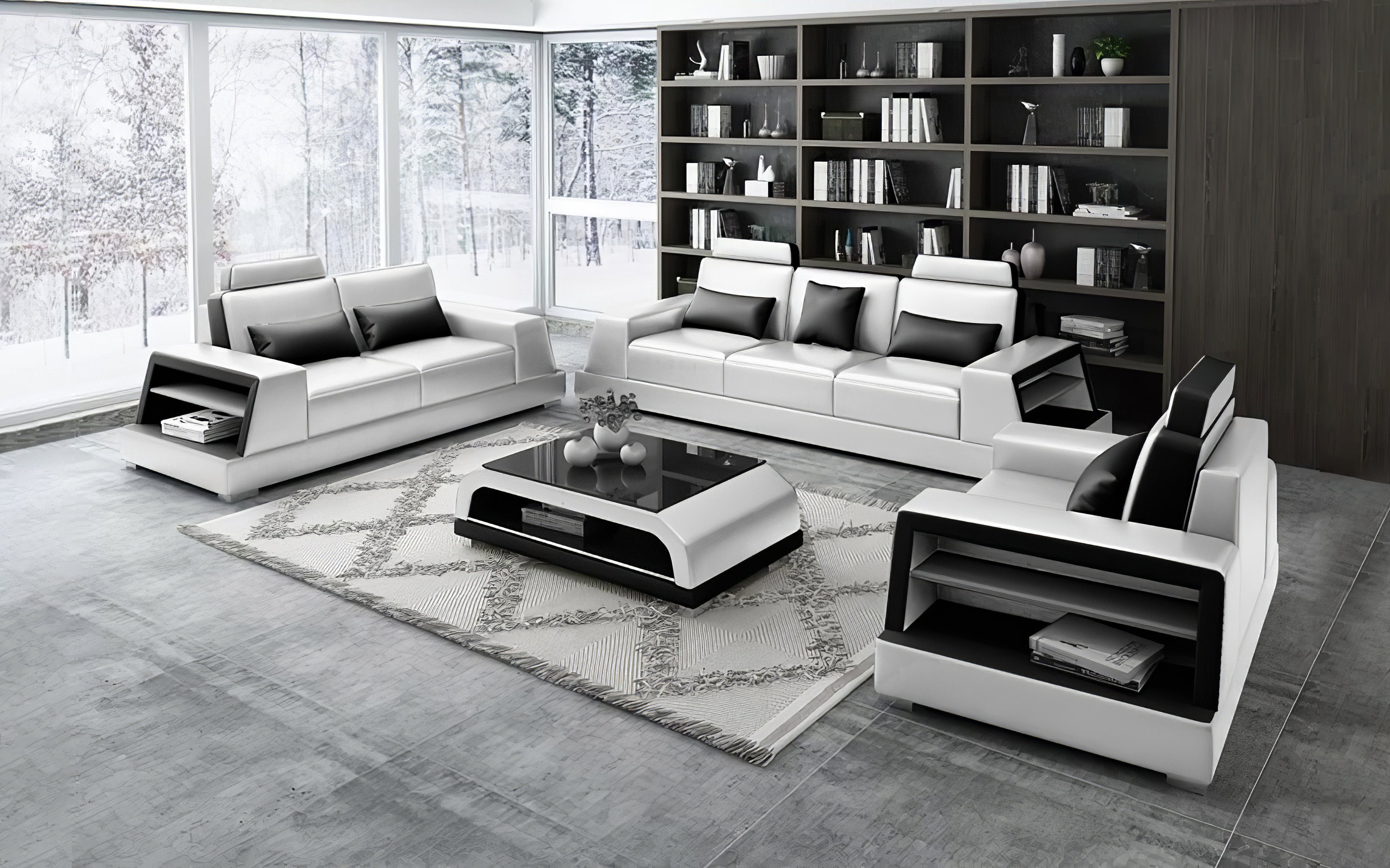 Civia Leather Sofa Set with Side Storage