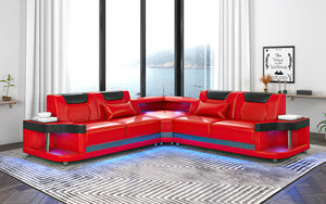 Tate Modern Leather Corner Sectional with LED Light