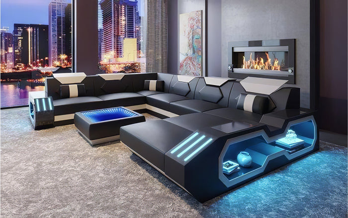 Sahara Modern Leather Sectional with LED Light