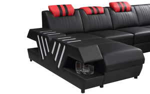 Pluto Modern Leather Sectional with Adjustable Headrest