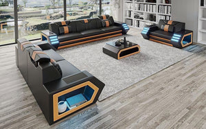 Steffi Leather Sofa Set with LED Light