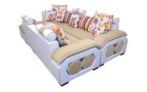 Selena Modular Tufted Sectional (Beige&White)