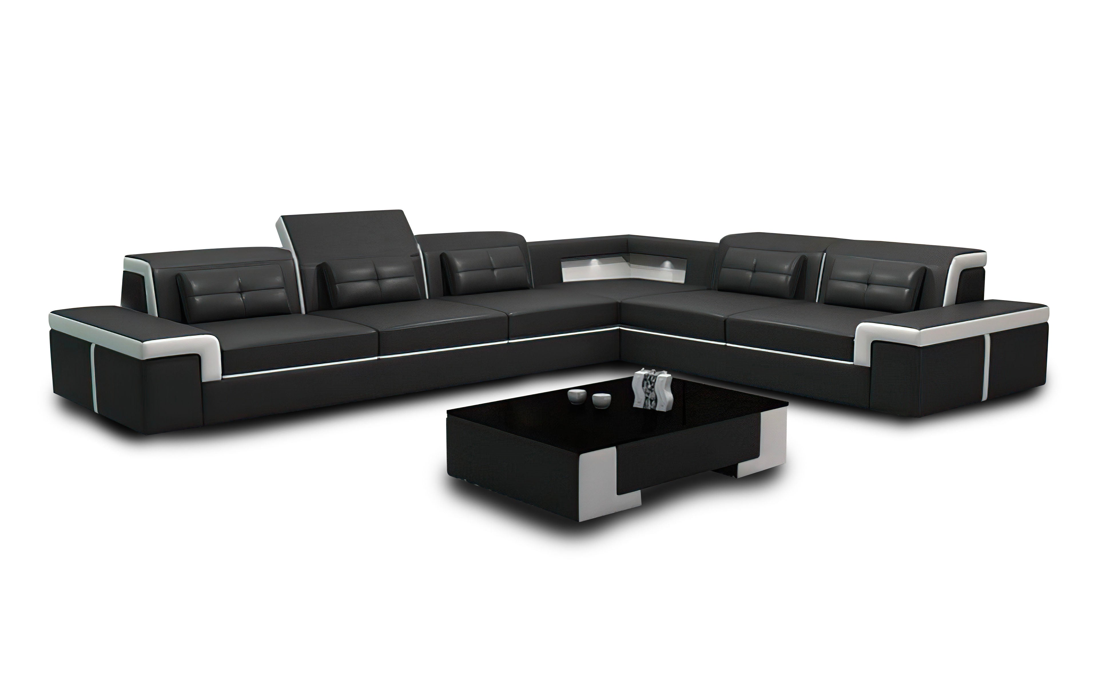 Yaphet Modern Leather Sectional – Jubilee Furniture