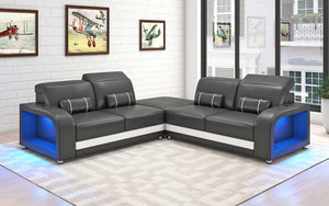 Ronan Modern Sectional with LED, Black. Special Order Available 