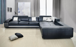 Hober Leather Sectional with Chaise