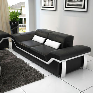 Sylmar Modern Leather Sofa Set With Adjustable Headrest