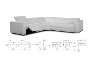 5 pieces Mirage Reclining Sectional With Adjustable Headrest
