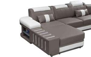Angelas Modern Leather Sectional with LED Light