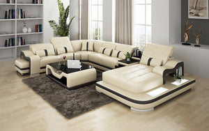 Sydney Large Italian Leather Sectional with Side Table