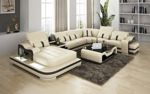 Bonded Leather Sydney Large Leather Sectional with Side Table