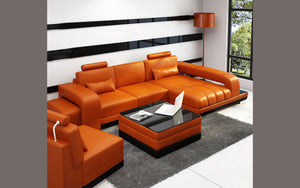 Heather Small Modern Leather Sectional with Chaise