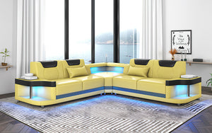 Tate Modern Leather Corner Sectional with LED Light