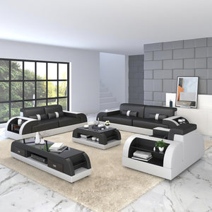 Piliu Leather Sofa Set with Side Storage