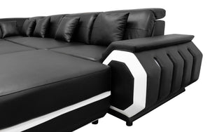 Univo Modern Leather Sectional with LED Lights