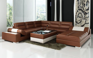 Thataway Modern Leather Sectional with Storage