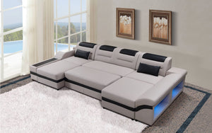 Venus Modern Leather Sectional with USB Port