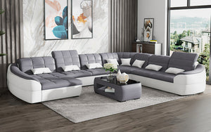 Aumin Modern Leather Sectional with Chaise